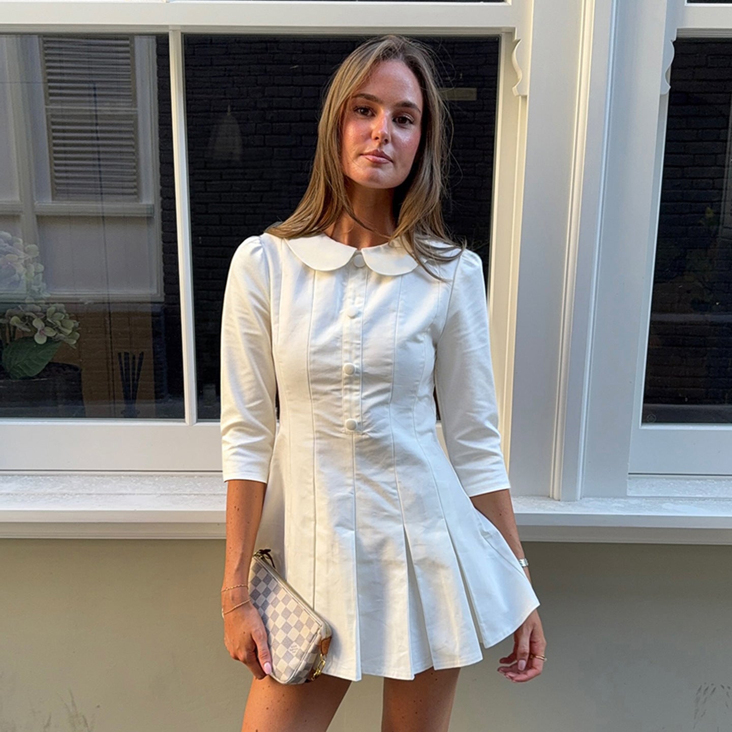 Vestido plisado femenino, sexy y elegante, de media manga, con cuello de muñeca, abotonado y ajustado a la cintura, ideal para principios de otoño.