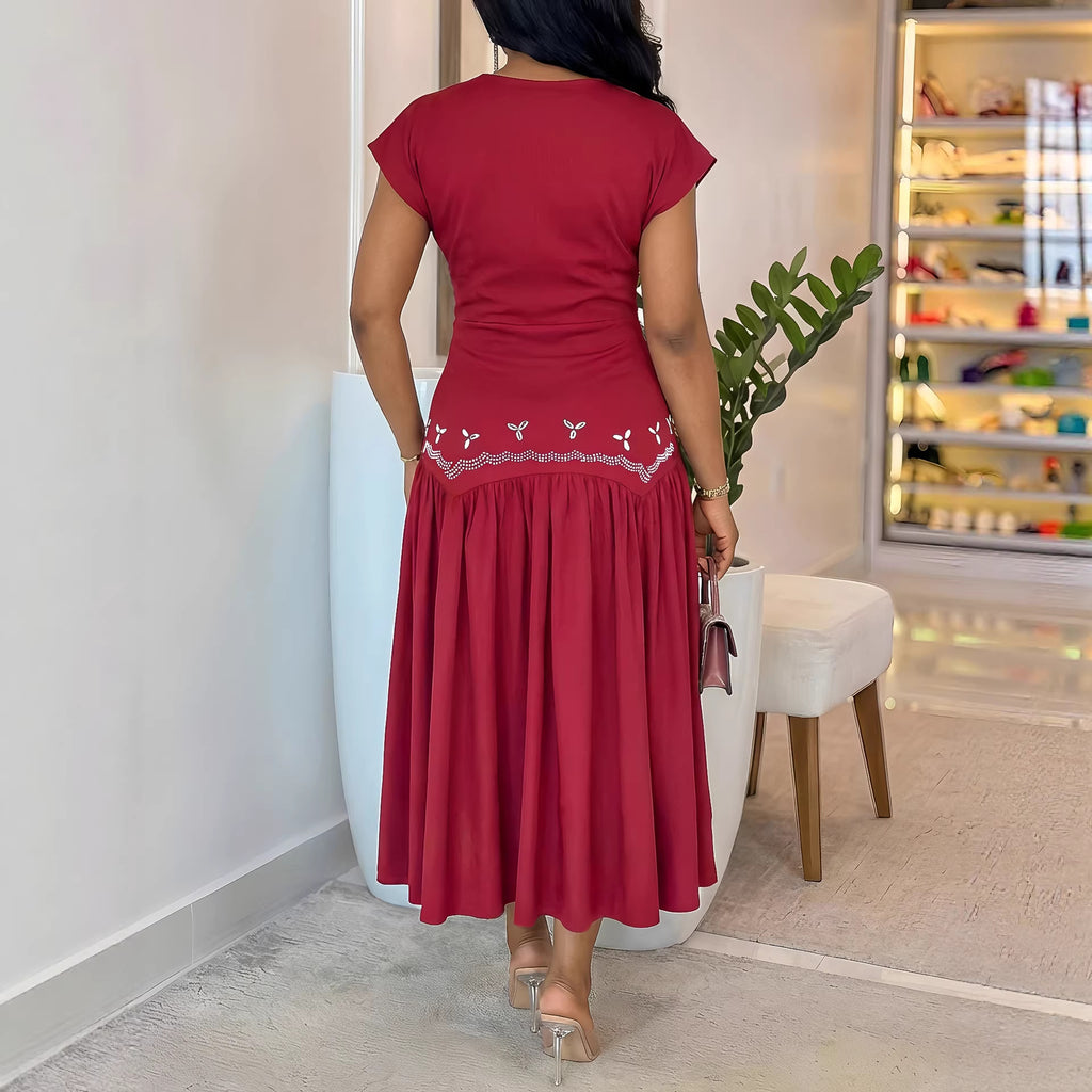 Vestido elegante ajustado sin mangas con adornos de diamantes de imitación para mujer