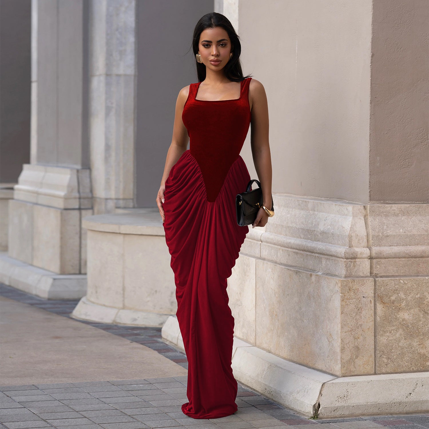 Vestido tubo sin mangas con espalda descubierta y cintura ajustada para mujer