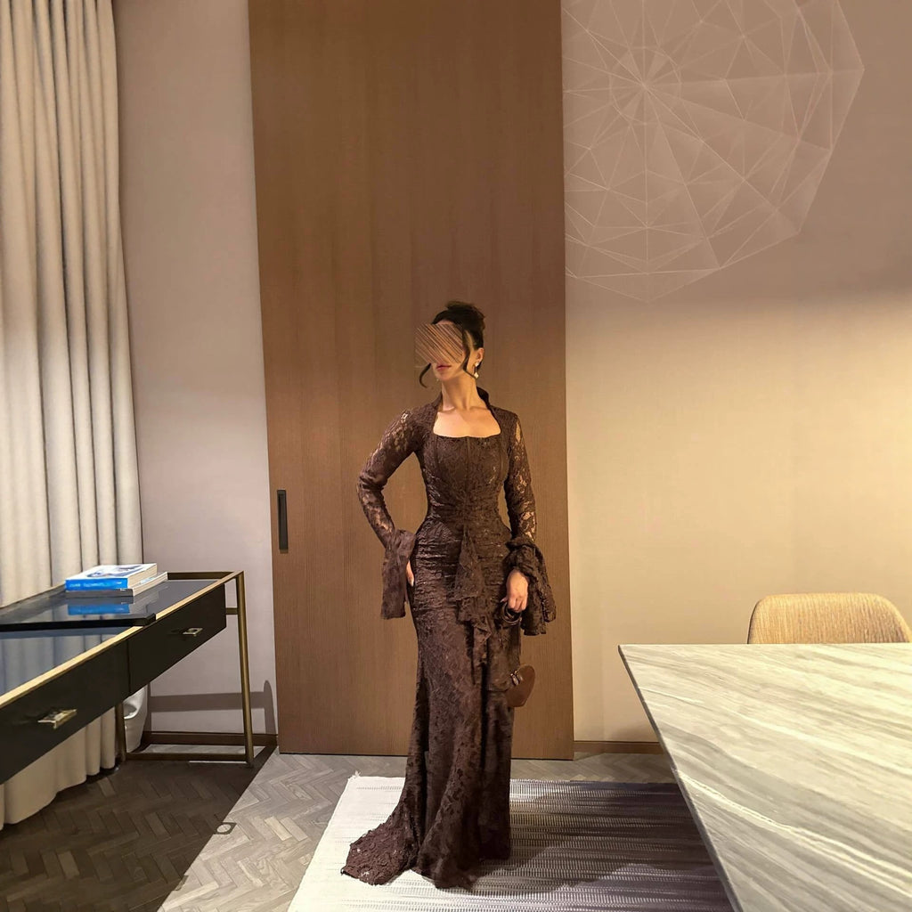 Autumn Women Clothing Elegant Lace Swing Evening Dress