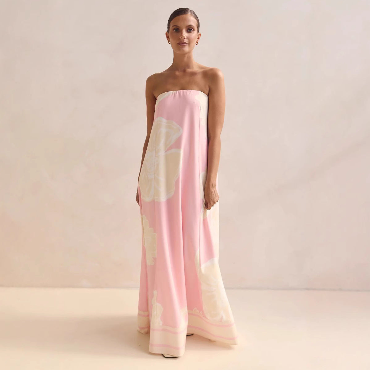 Summer Women Dress Sexy Bandeau One Shoulder Printed Dress