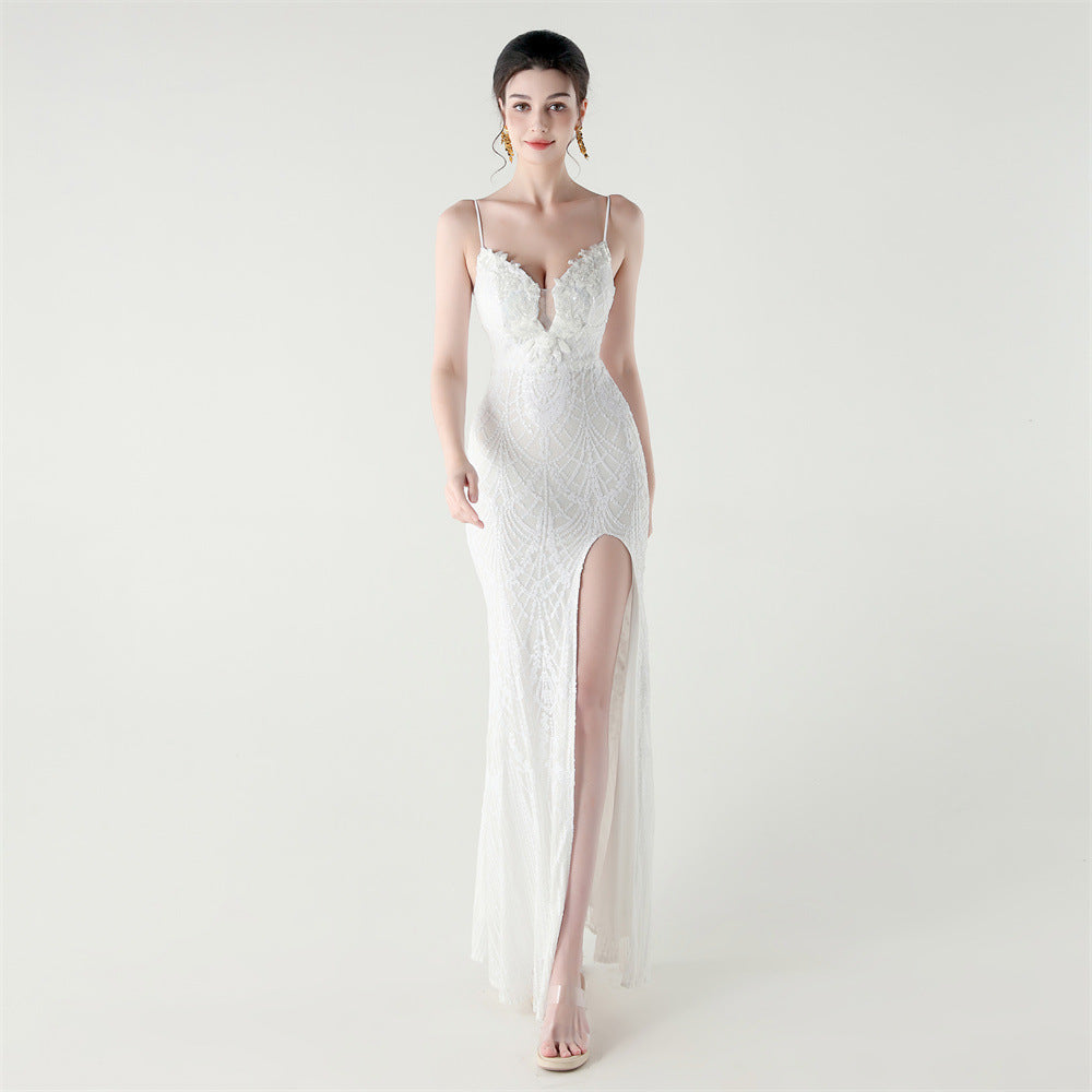 Bead Tube Craft Boning Corset Lace Waist Controlled Sequined Slim Slimming Cocktail Evening Dress