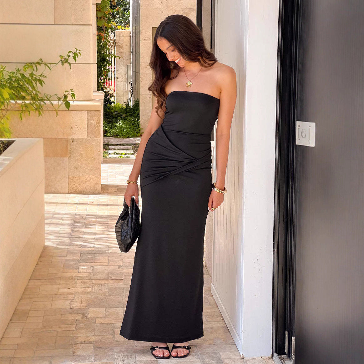 Vestido tubo rojo sexy de verano para mujer en línea para vacaciones, estilo nicho de alta sensación