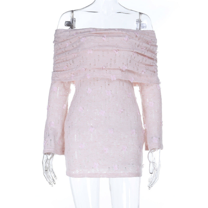 Autumn Hip Dress Waist Controlled Sexy Semi Transparent Long Sleeve Dress