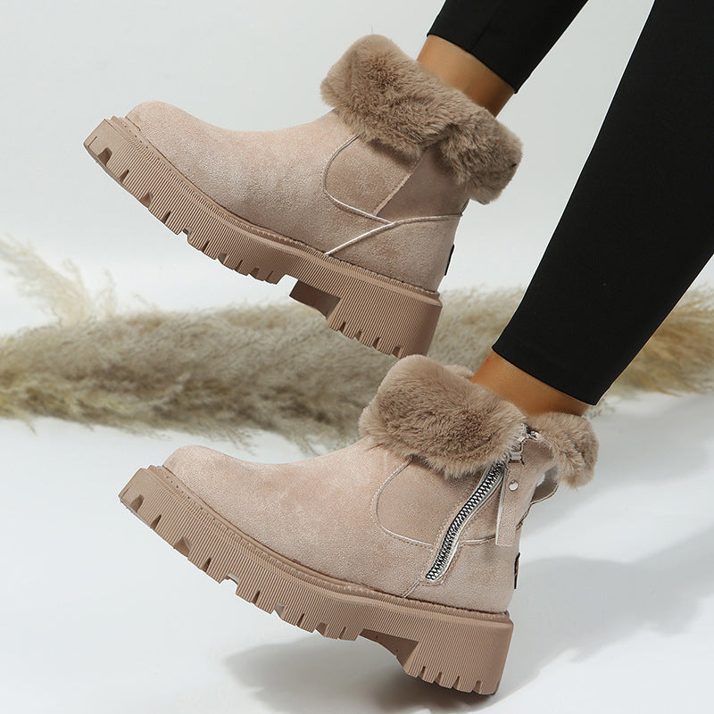 Mid Calf plus Velvet Platform Cotton Padded Boots Women Arrival Thickened Warm Snow Boots