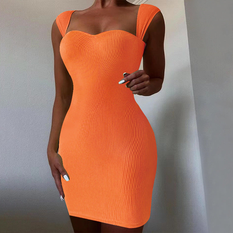 Robe de soirée sexy sans manches en maille à fines bretelles, idéale pour le printemps et l'été.
