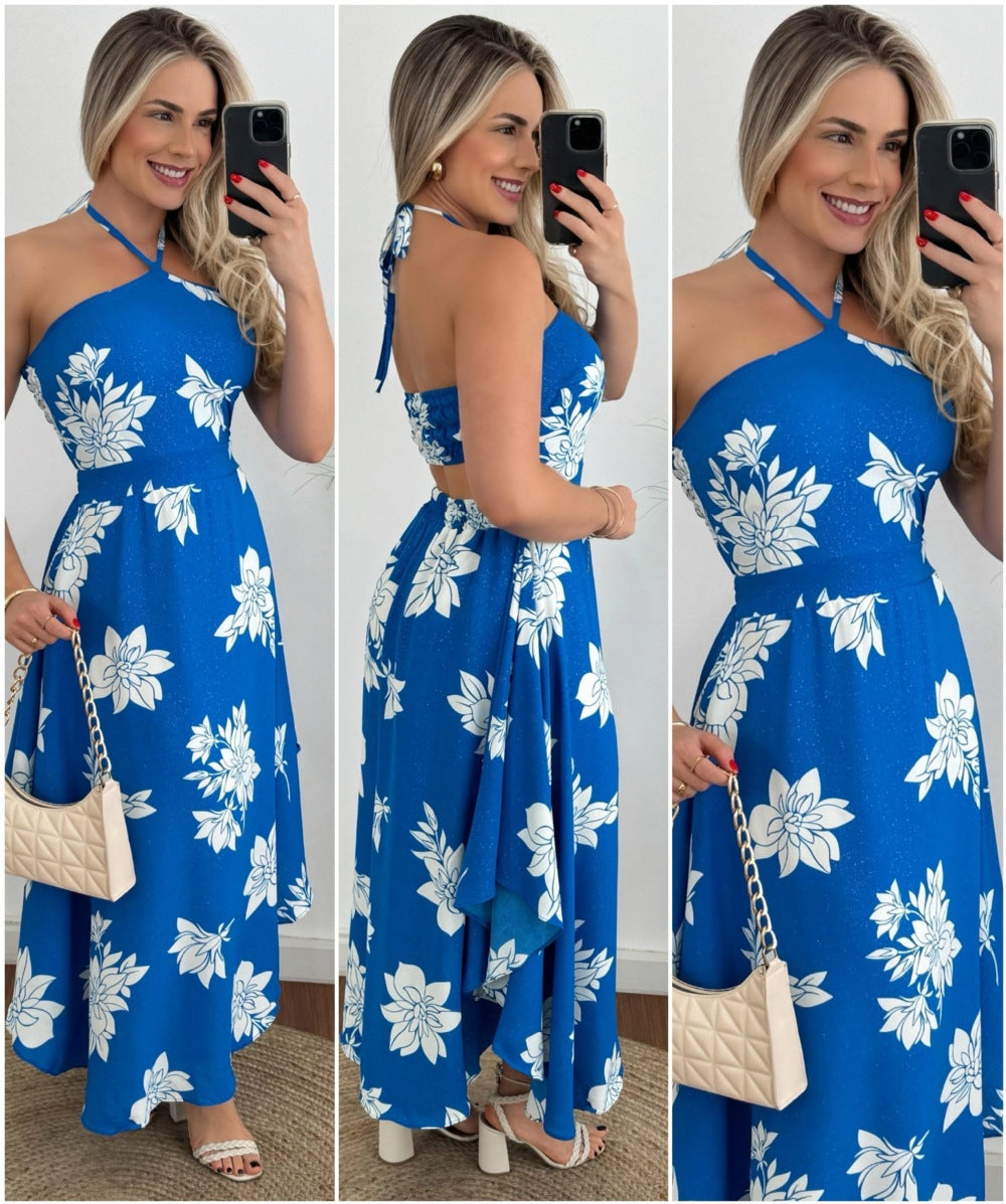 Blue Printed Dress