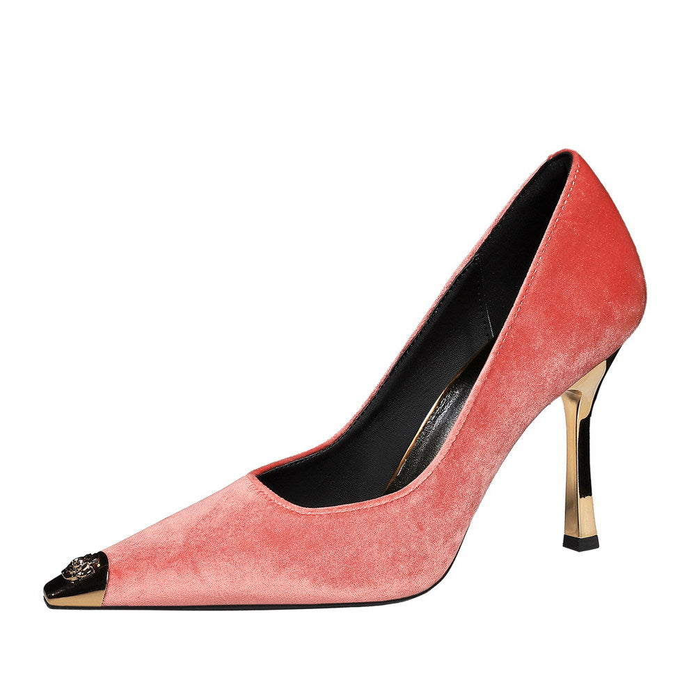 Cocktail Metal Tilta Flip Plush Pointed Low Cut Slip on Stiletto Heel Not Tired Feet Pumps