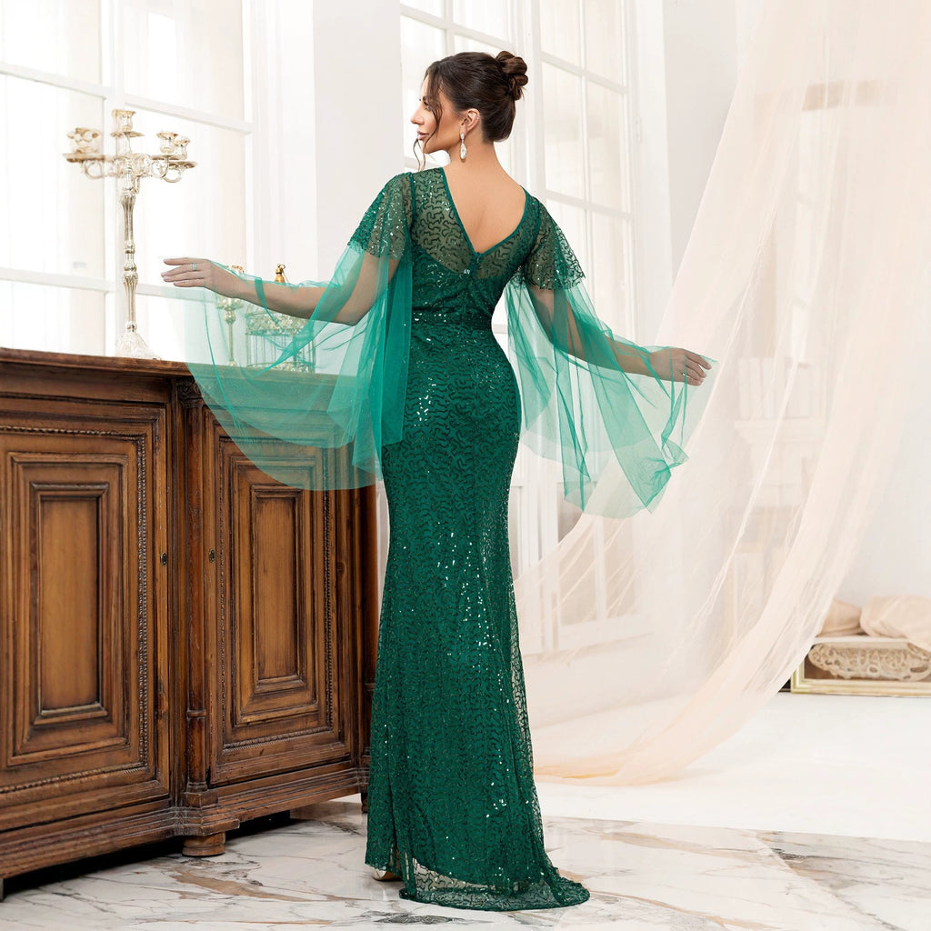Cocktail Elegant Long Sleeveless Sequined Atmosphere Queen Fishtail Evening Dress