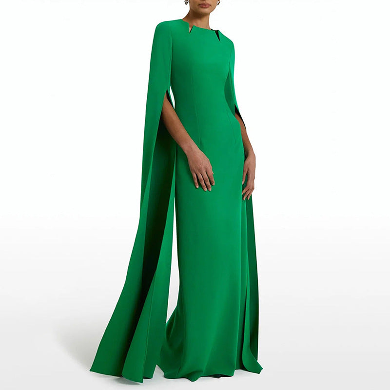 Robe maxi élégante et raffinée, coupe main, couleur unie, pour femme