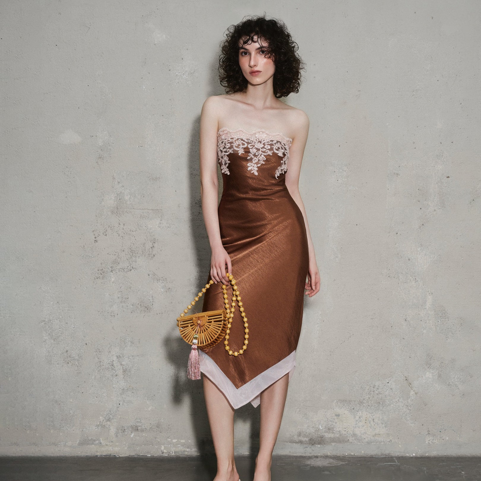 Women Clothing Summer Lace Edge Tube Top High Waist Slim Fit Elegant Lady Sheath Dress for Women