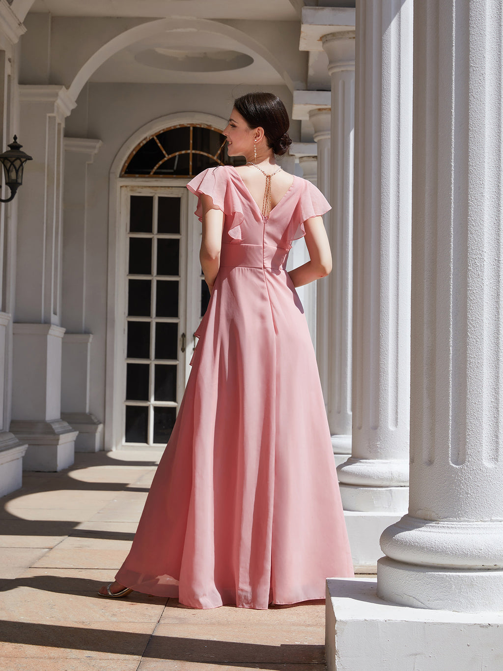 Autumn Winter Women Solid Color Slim Dress Bridesmaid Dress