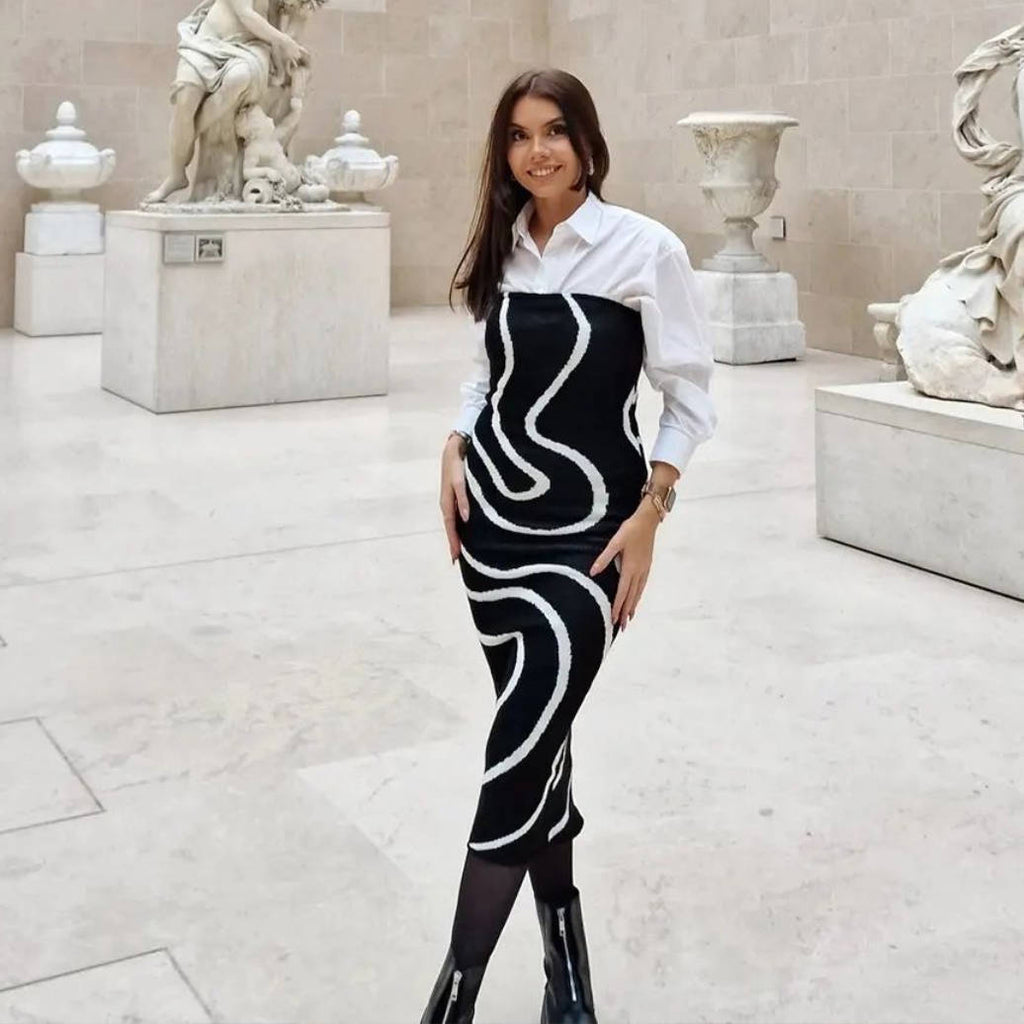 Sexy Wave Striped Tube Top Tight Beach Bohemian Casual Slimming Dehaired Angora Knitted Hip Dress