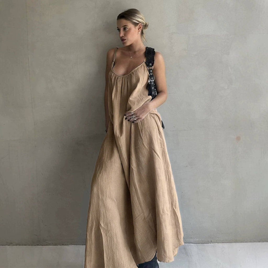 Cami Dress Spring Summer Women Loose Texture Sense A line Low Collar Long Vacation Dress