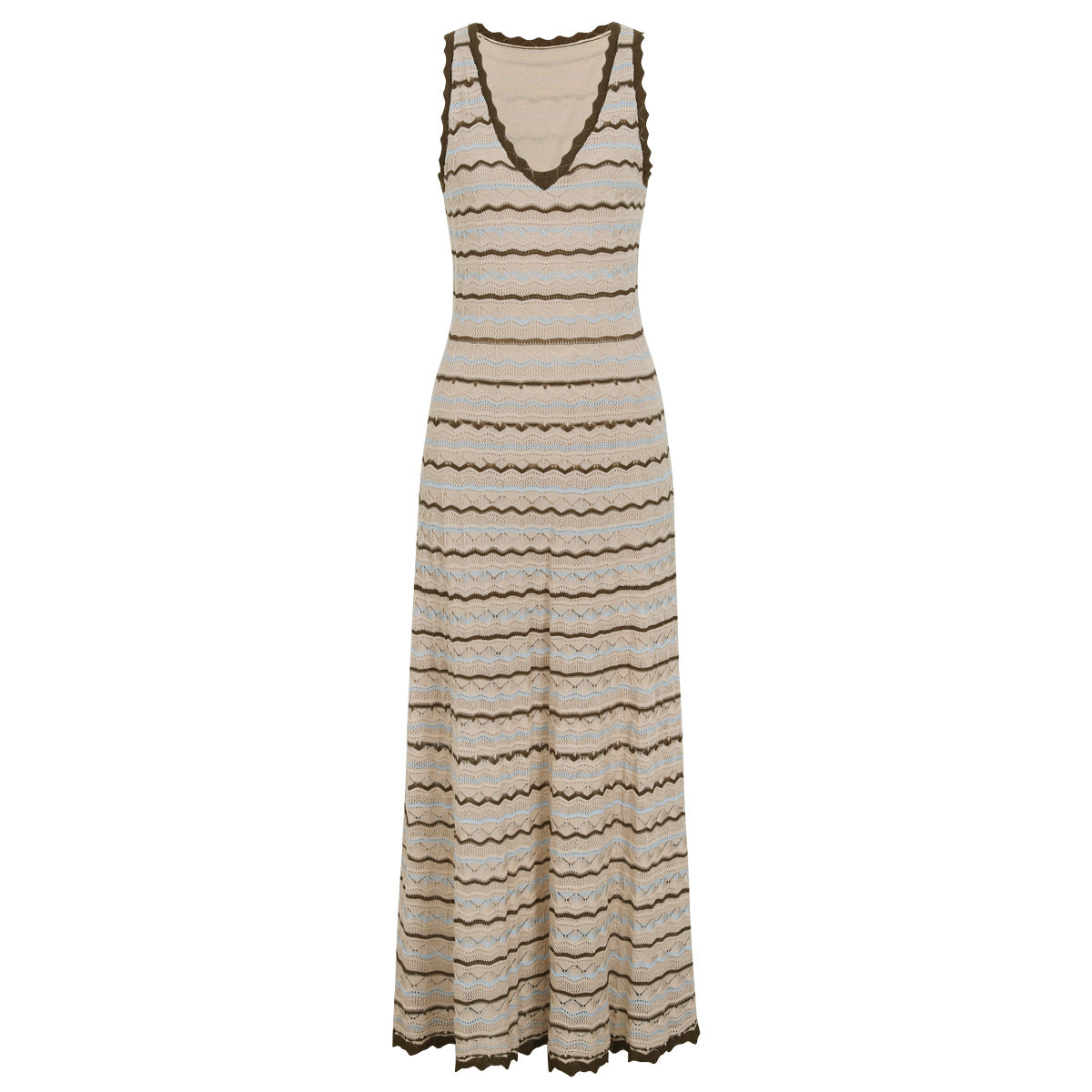 Summer Socialite Internet Celebrity Quality Fashionable Knitted Sleeveless Stretch Striped Dress