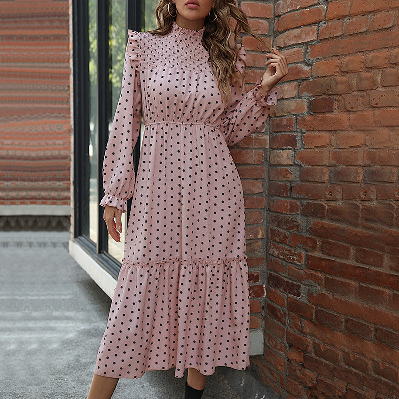 Autumn Women Wear Long Sleeve Polka Dot Dress