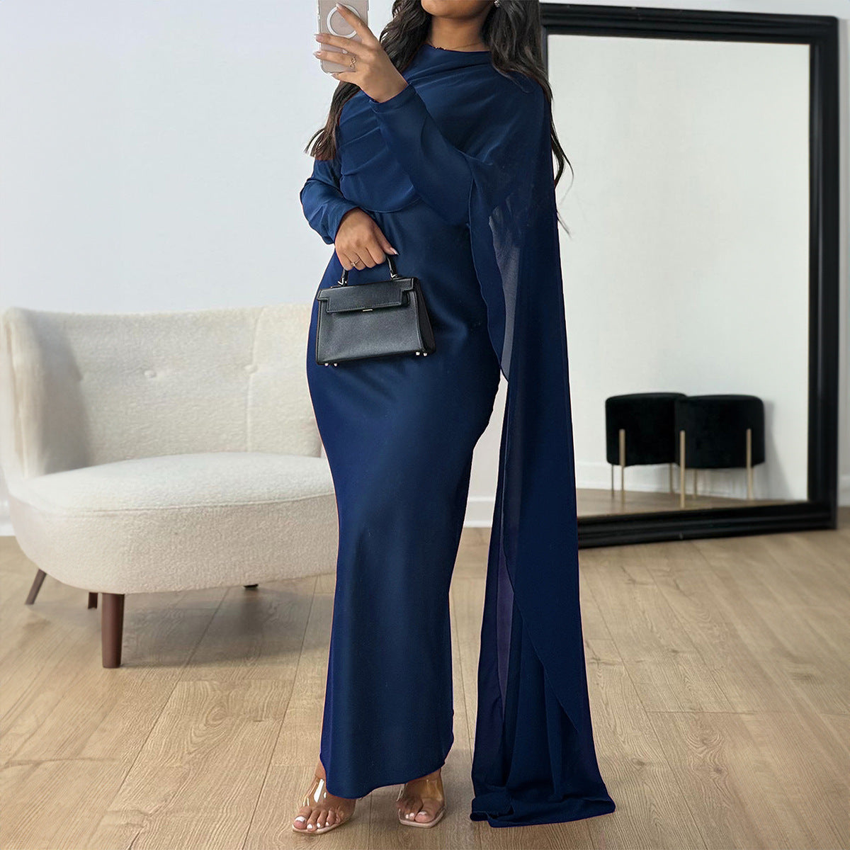 Elegant High Grade Long Sleeved Hip Dress Women Clothing Autumn Winter