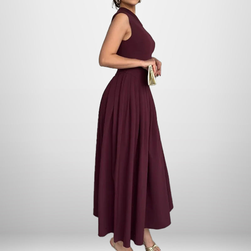 Spring Elegant Diagonal Collar Slim Slimming Maxi Dress