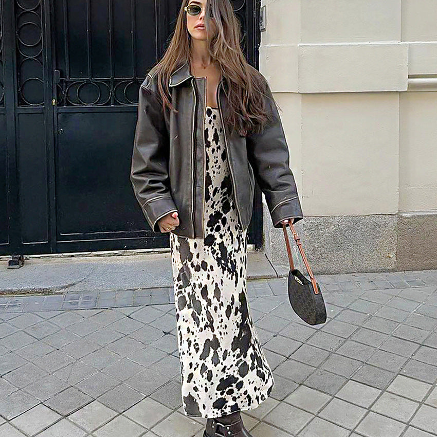Vestido formal de fiesta retro hasta el tobillo con cuello redondo y tirantes finos con diseño sexy para otoño e invierno para mujer